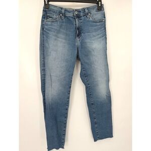 AG Adriano Goldschmied Mari Jeans Womens 27 Blue Mid Rise Slim Straight Raw Hem